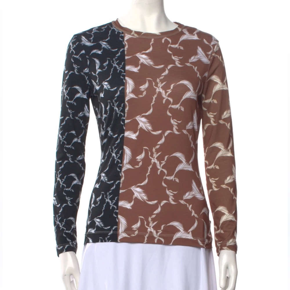 Yigal Azrouel Black and Brown Long Sleeve Top
